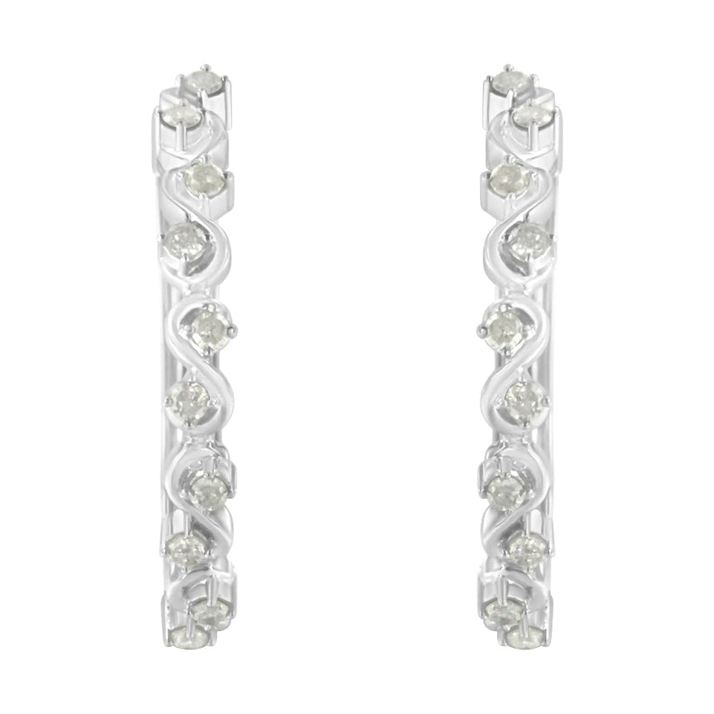 Sterling-Silver Diamond Hoop Earring (1/2 cttw, I-J Color, I3 Clarity)