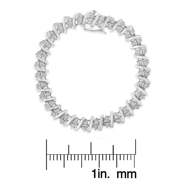 Sterling Silver 1ct TDW Rose-cut Double Diamond S-Link Bracelet ( I-J, I3-Promo)