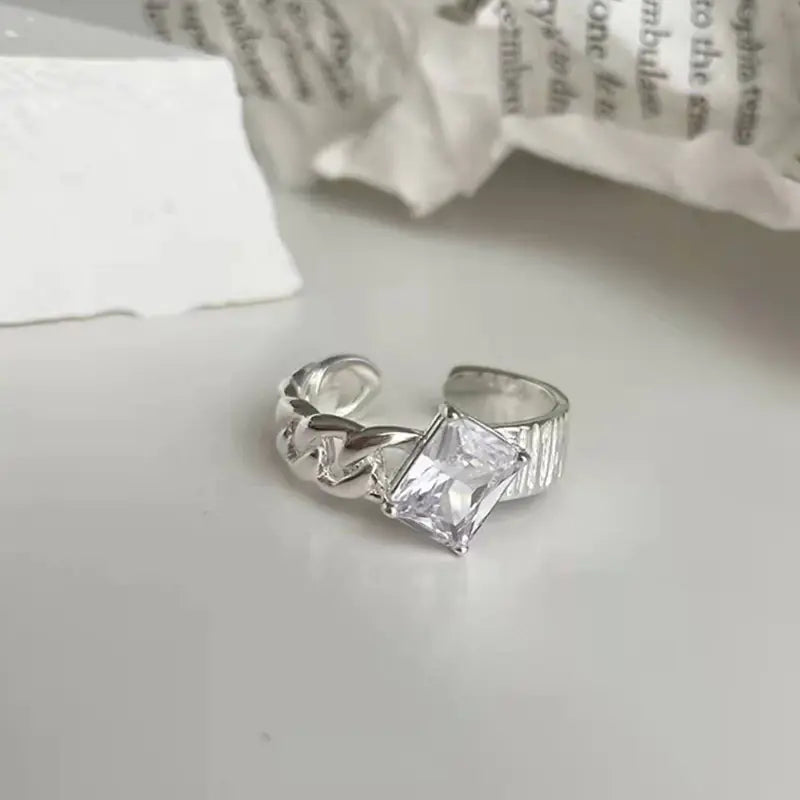 Crystal Heart Open Rings