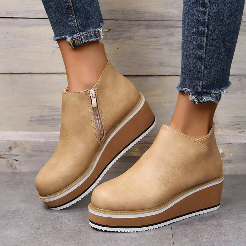 Chunky Block Heel Ankle Boots for Women