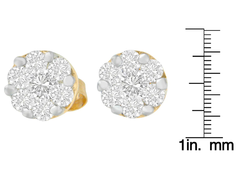 14K Yellow Gold 3/4 cttw Round Cut Diamond Stud Earring (I-J, SI2-I1)