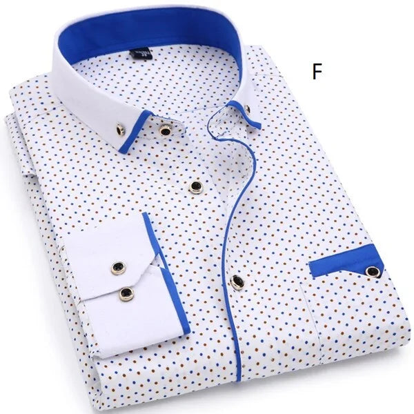 Men Fashion Casual Long Sleeved Printed Shirt