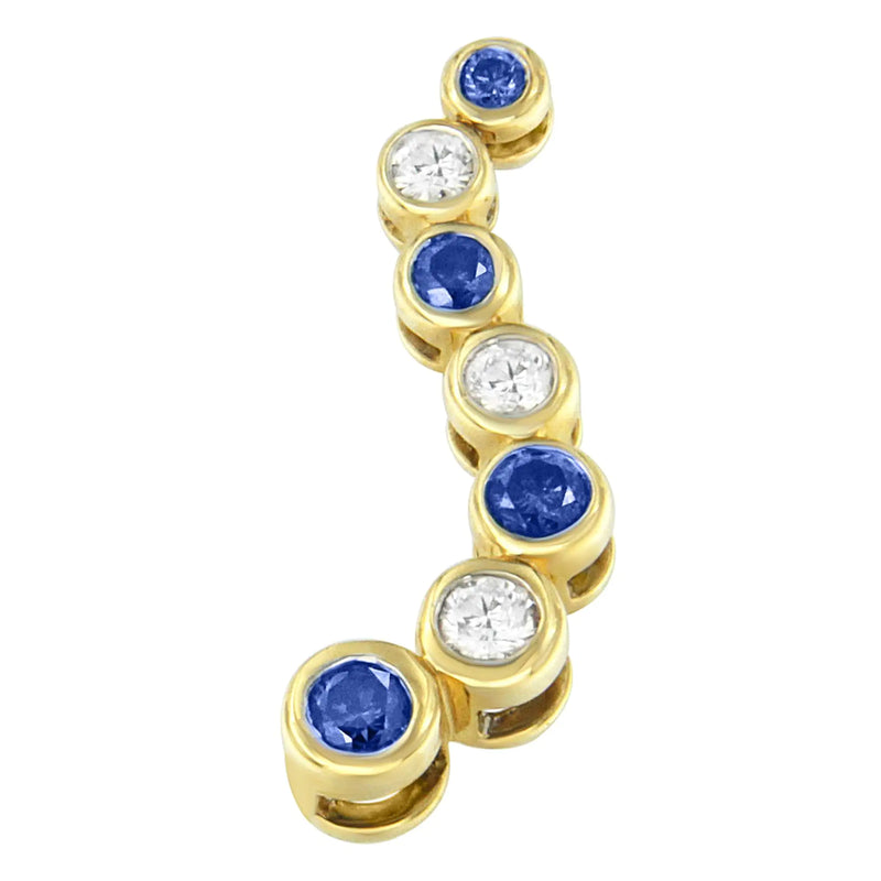 14K Yellow Gold White and Treated Blue Diamond Pendant Necklace (1 cttw, H-I Color, I1-I2 Clarity)