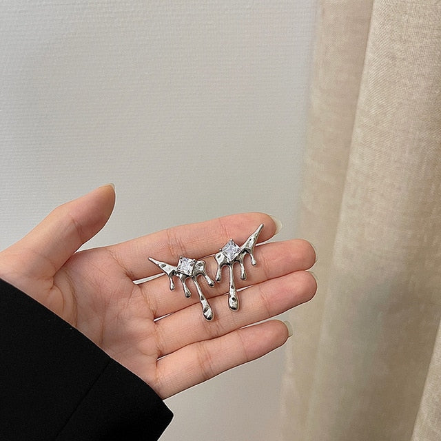 Needle Star Cross Earrings