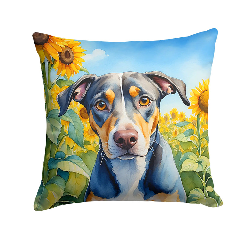 Catahoula in Sunflowers Throw Pillow