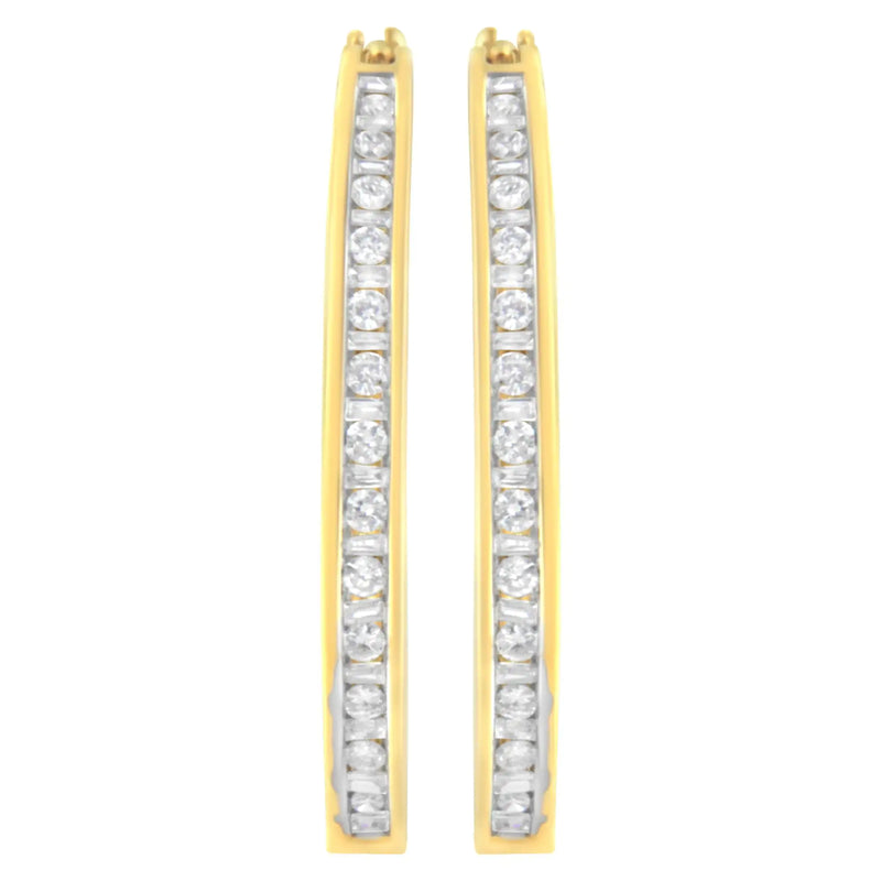 10K Yellow Gold 1/2 cttw Channel Set Hoop Earrings (H-I Clarity, SI2-I1 Color)