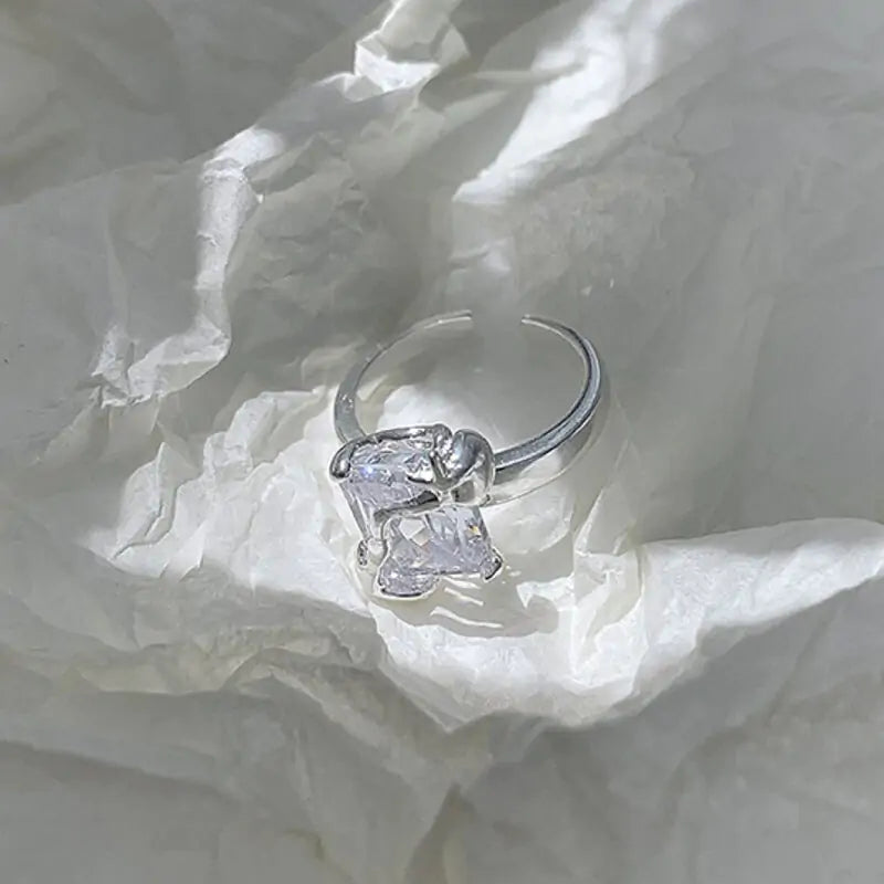 Adjustable Square Zircon Ring