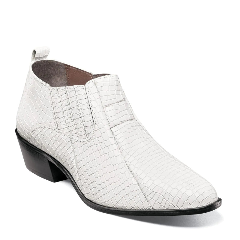 Stacy Adams Mens Sandoval Heeled Ankle Boot White 10.5 Wide