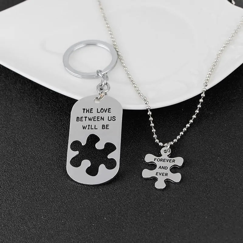 The Love Between Us Will Be Forever And Ever Necklace & Key Chain Set