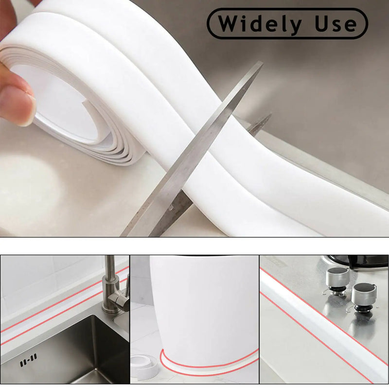 10.5FT PVC Self Adhesive Caulk Sealing Strip Tape For Kitchen Wall Sink Toilet