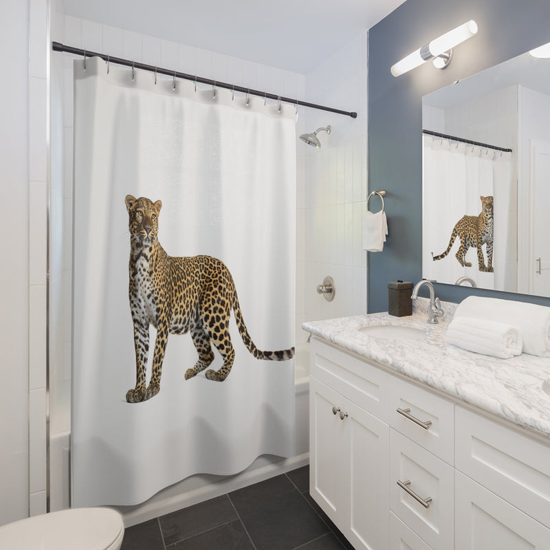 Wildlife Leopard Shower Curtain | Jungle Home Decor, Animal Print Bathroom, Unique Gift for Nature Lovers, Safari Themed Accessories
