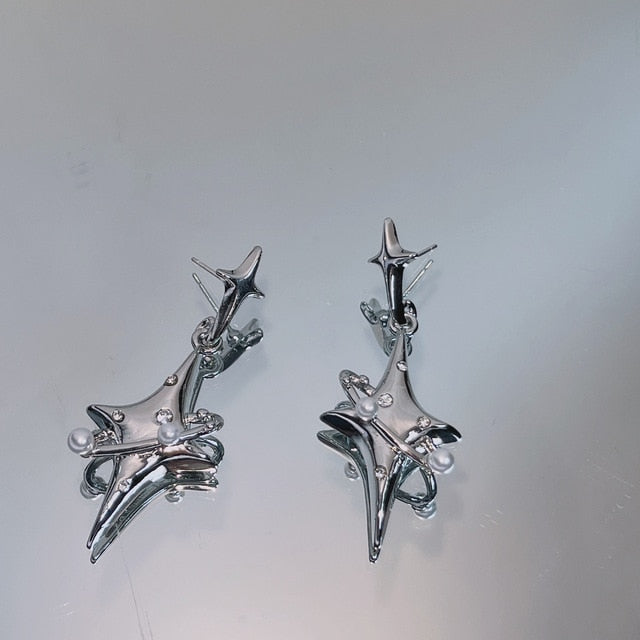 Creative Planet Pearl Crystal Stars Earrings