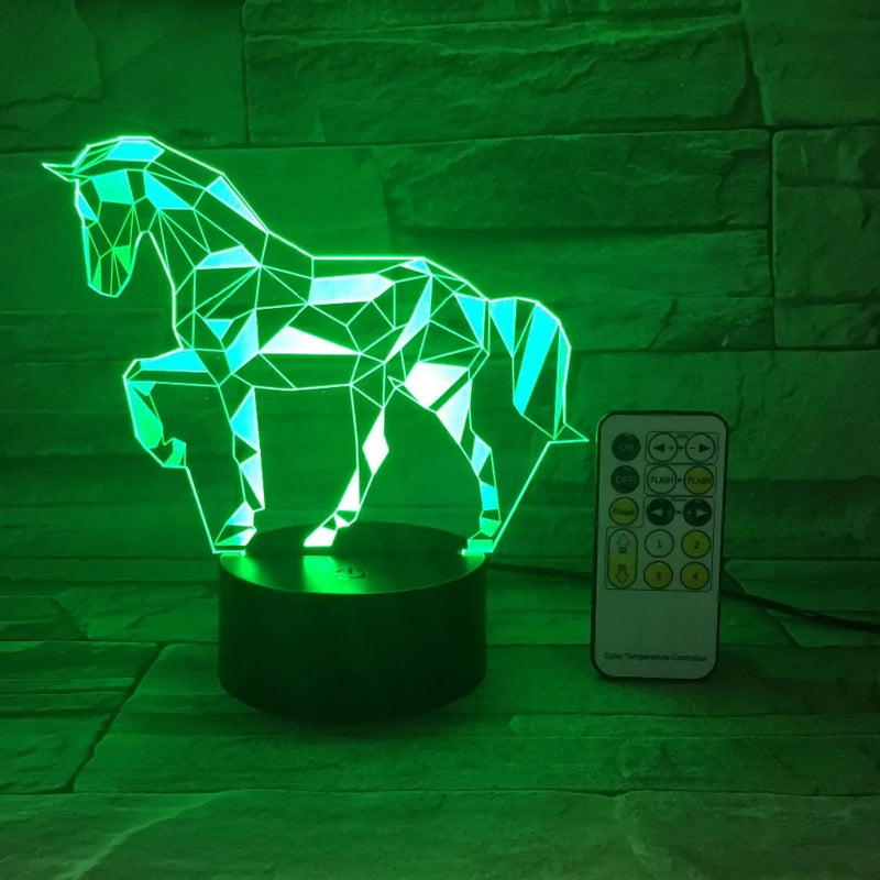 3D LED Race Horse Night Light