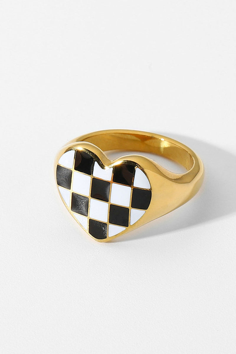 Checkerboard Heart Ring