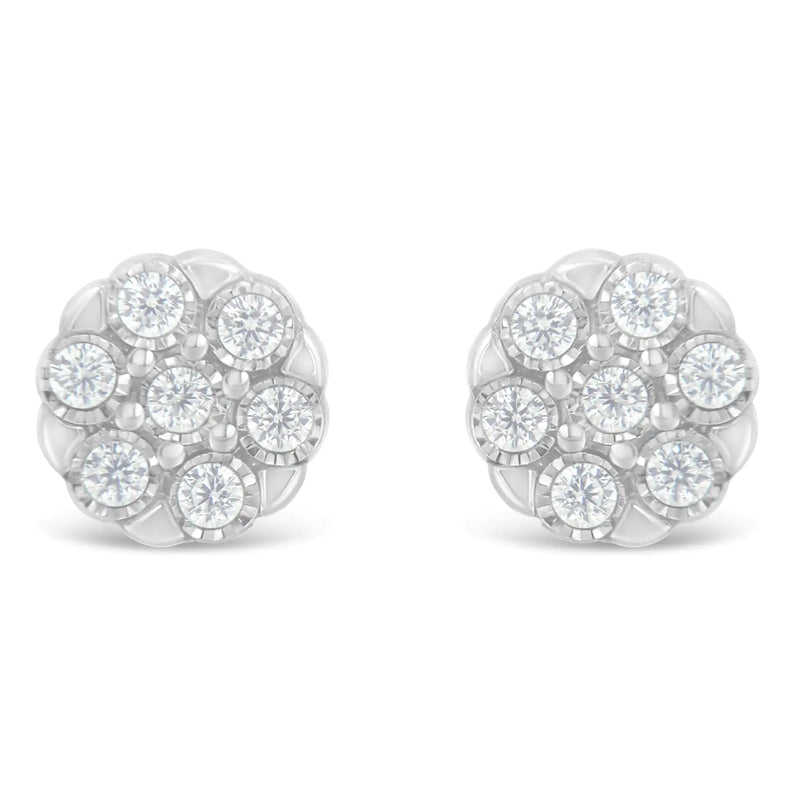 Sterling Silver Rose-Cut Diamond Floral Cluster Stud Earring (0.25 cttw, I-J Color, I2-I3 Clarity)