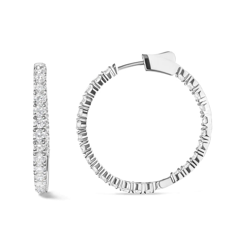 14K White Gold 5.00 Cttw Lab Grown Diamond Inside Out Hoop Earrings (F-G Color, VS1-VS2 Clarity)