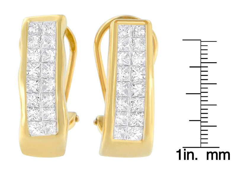 14K Yellow Gold 1 cttw Princess Cut Diamond Earrings (G-H, VS1-VS2)