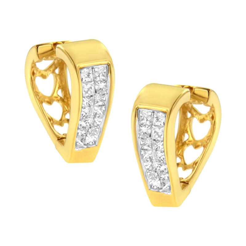 14K Yellow Gold Diamond Huggy Earrings (1/2 cttw, H-I Color, SI2-I1 Clarity)