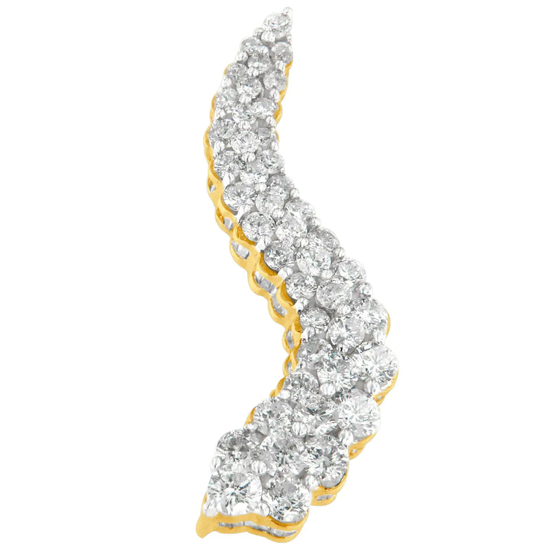 14K Yellow Gold Mixed-cut Diamond Wave Pendant Necklace (3.00 cttw, H-I Color, I1-I2 Clarity)