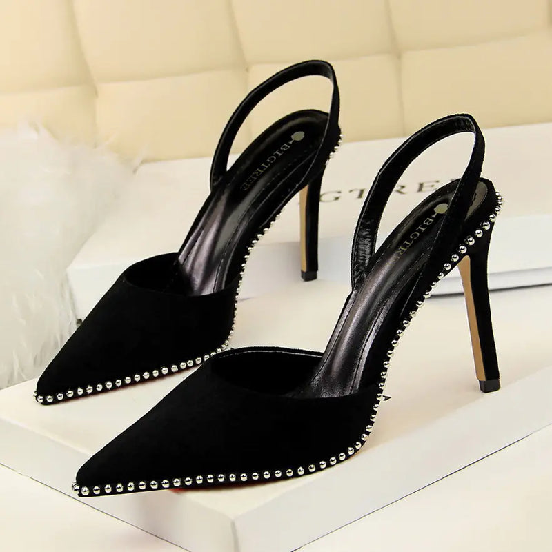 2020 Summer New Metal Studded Pointed High Heel Sandals