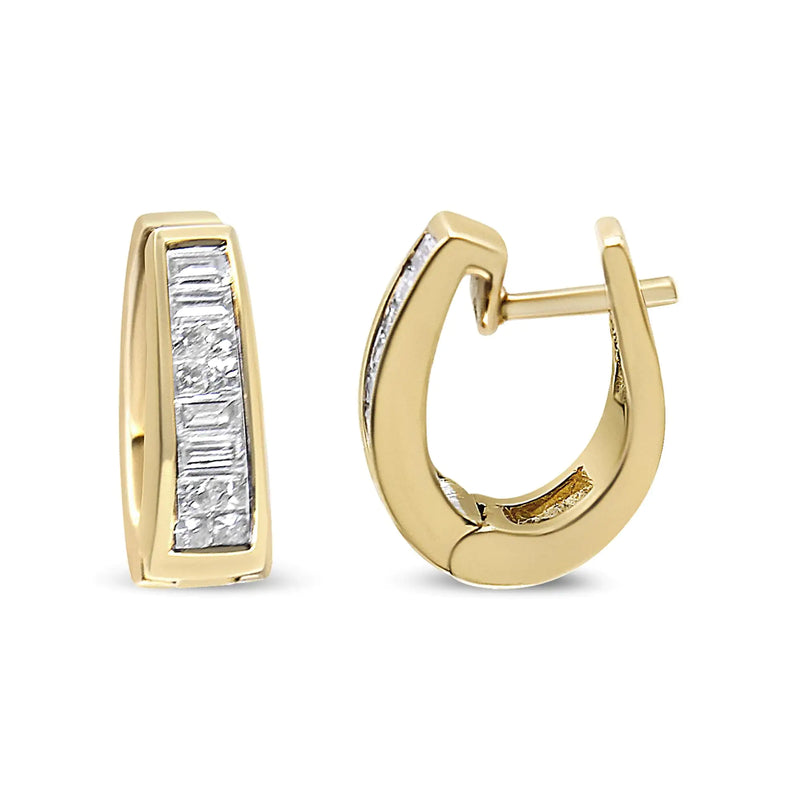 14K Yellow Gold 1 cttw Baguette and Princess Cut Diamond Earrings (H-I, VS1-VS2)