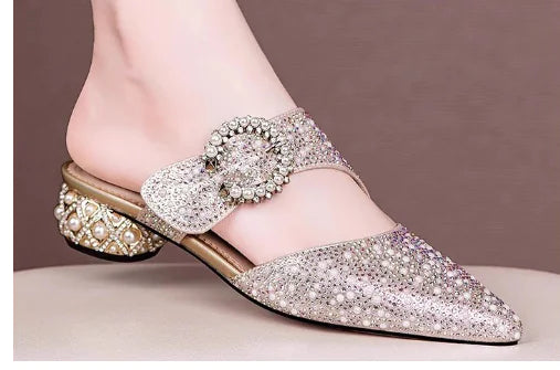 Chunky Heeled Sandals, Pointed Toe Mules, Heeled Slides