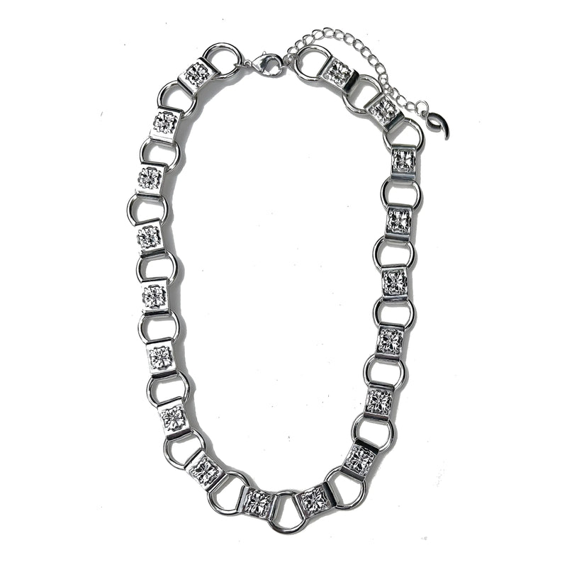 Floral Metal Embossed Chic Chain Link Necklace. Book Chain Inspired.