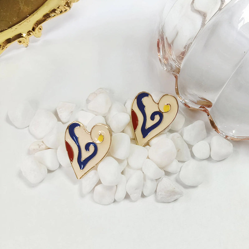 CB Heart Stud Earrings