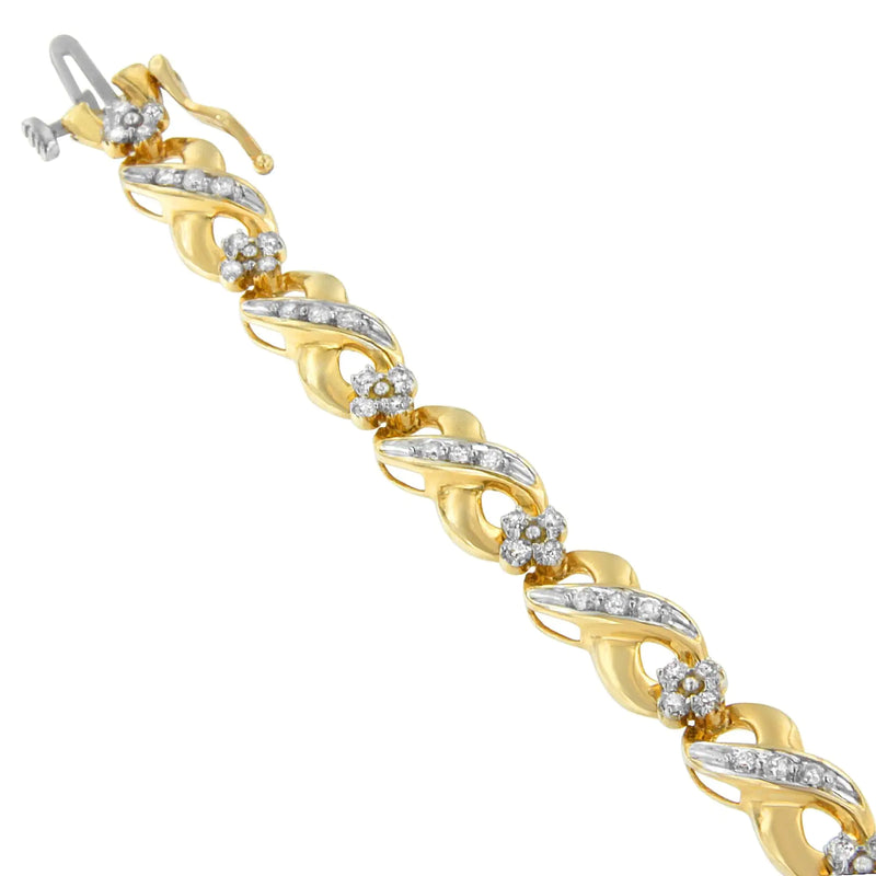 14K Yellow Gold Round-Cut Diamond Infinite Love Bracelet (1.00 cttw, I-J Color, I2-I3 Clarity)