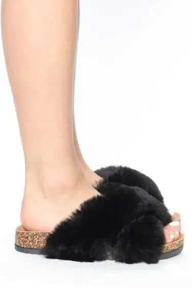 Soft Fur Slide Sandals