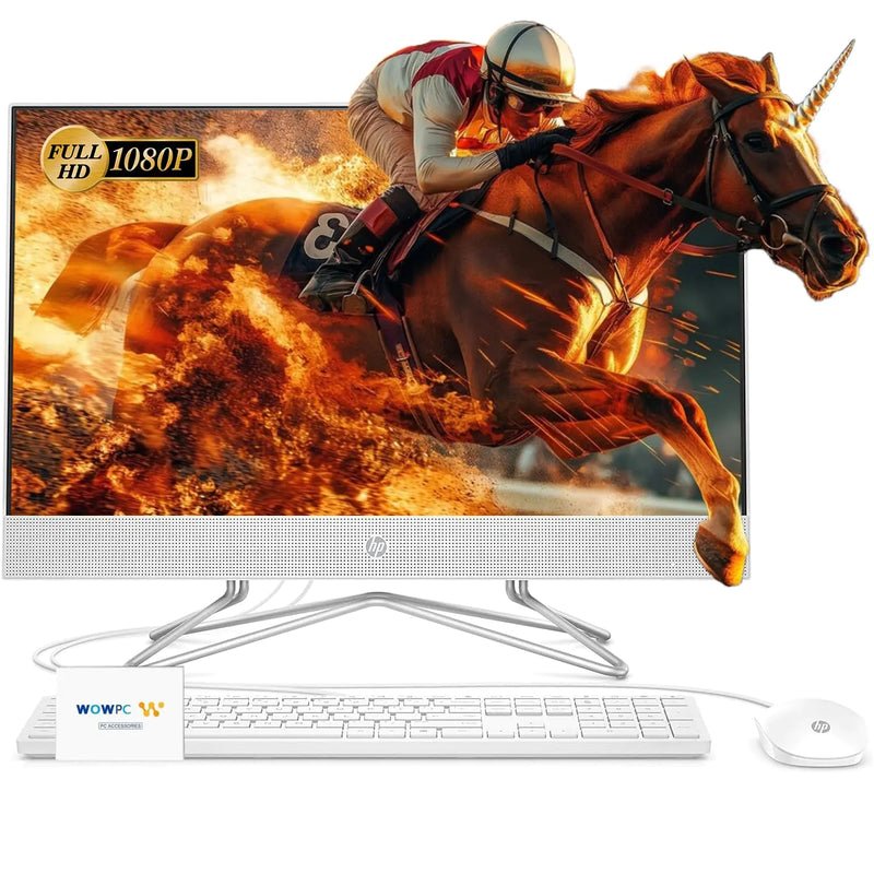 HP All-in-One Desktop Computer 21.5" FHD 1920 x 1080 Display 32GB RAM 1TB PCIe SSD Wired Keyboard&Mouse Webcam RJ-45 HDMI Intel Dual-Core Processor Windows 11 Pro w/WOWPC Bundle