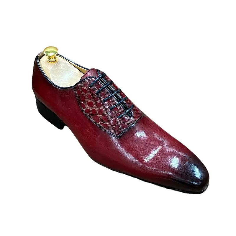 Handmade Leather Lace Pointed Oxford Shoes for Business