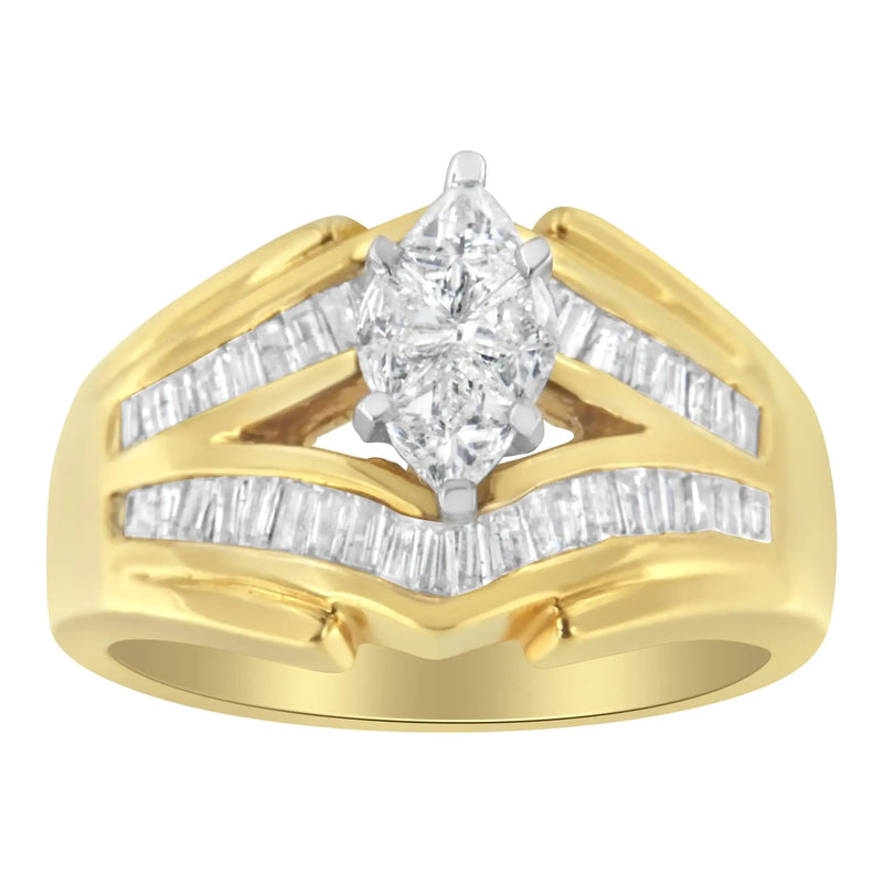 14KT Two-Toned Gold Diamond Cocktail Ring (1 cttw, H-I Color, SI1-SI2 Clarity)