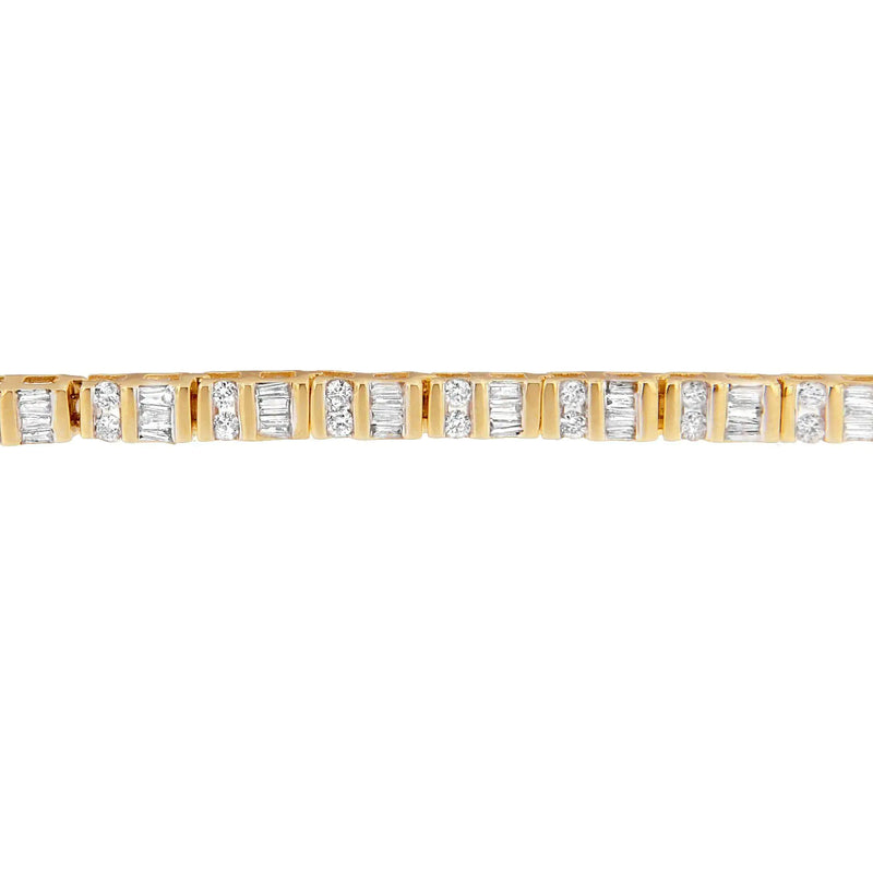 14K Yellow Gold Round and Baguette-Cut Diamond Bracelet (2.00 cttw, H-I Color, SI2-I1 Clarity)