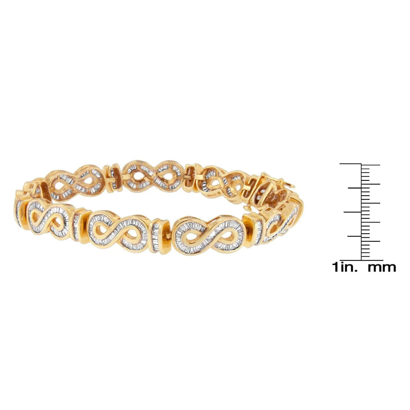 14K Yellow Gold Baguette-Cut Diamond Bracelet (4.00 cttw, G-H Color, SI1-SI2 Clarity)