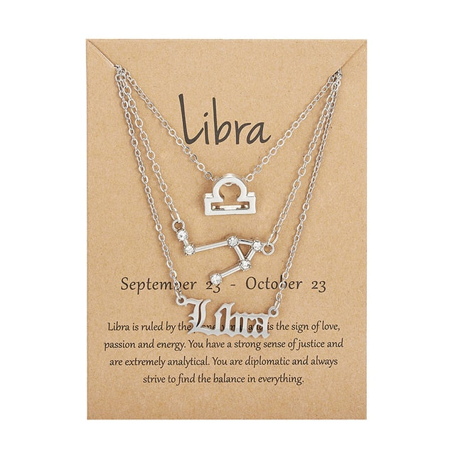 Zodiac Sign Necklace With Cardboard Card