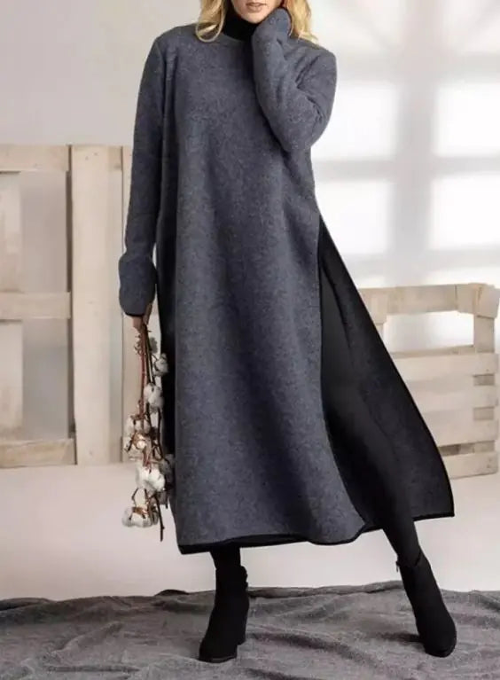 Oversized Knit Lace Dress Brushed Hoody Casual Dress