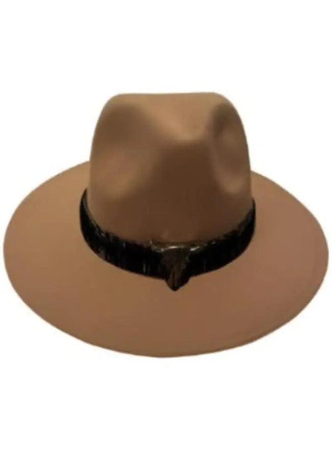 Wool Fedora Hat With Punk Ribbon