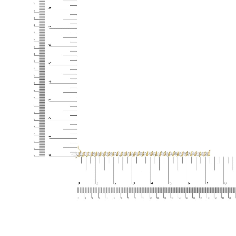 14K Yellow Gold 10.0 Cttw 2-Prong Set Round Cut Diamond S-Link Bracelet (J-K Color, SI2-I1 Clarity) -7.5" Inches