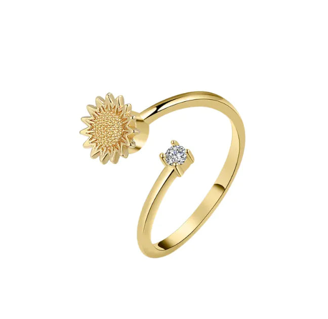 Rotating Rose Flower Opening Ring