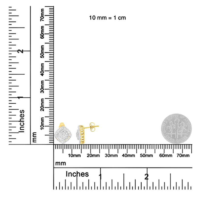 10K Yellow Gold 1/2 cttw Diamond Cluster Cocktail Stud Earrings (I-J, I1-I2)