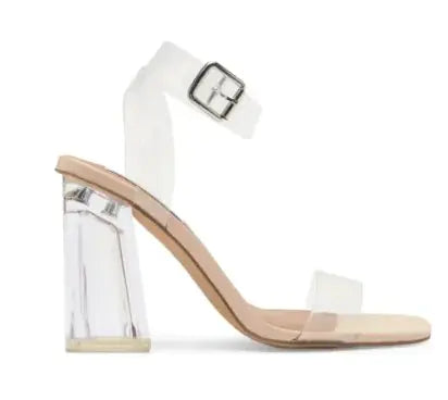 Steve Madden Hundred Clear Block Heel Sandal