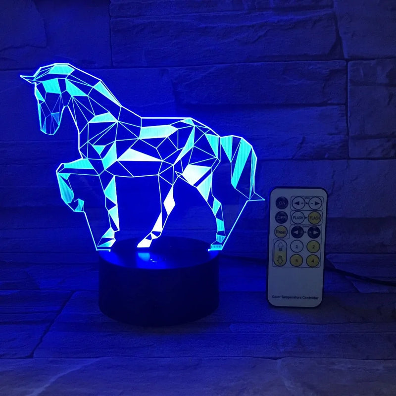 3D LED Race Horse Night Light