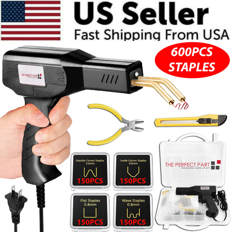 Hot Stapler Car Bumper Fender Fairing Welder Gun Plastic Repair Kit +600 Staples