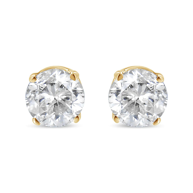 14K Yellow Gold 1/4 Cttw Round Brilliant-Cut Diamond Classic 4-Prong Stud Earrings (L-M Color, I1-I2 Clarity)