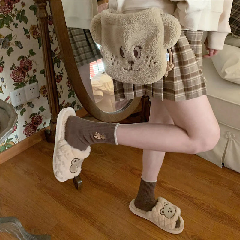 Cute Bear Cotton Slippers for Women in Autumn/Winter