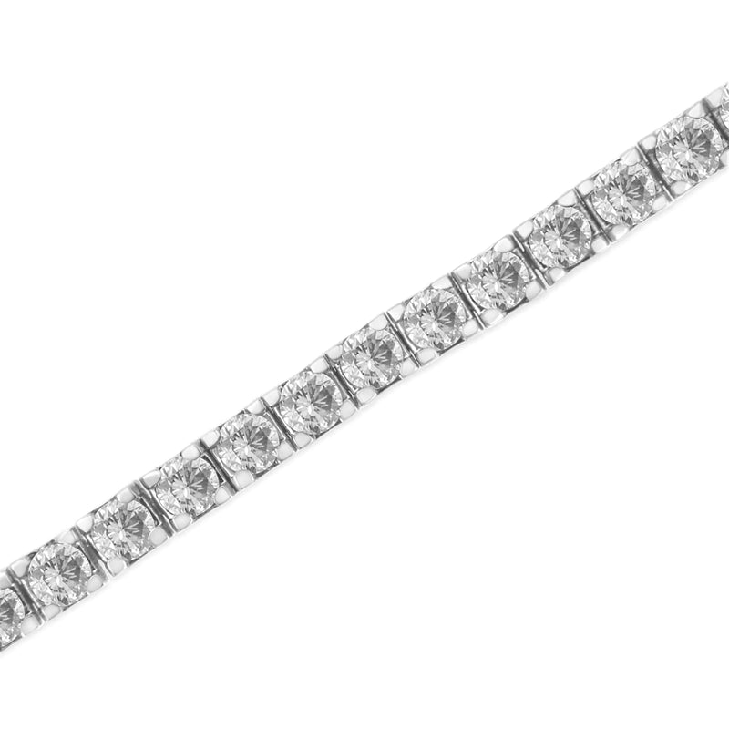 14K White Gold 4-Prong Set Lab Grown Round Diamond Classic Tennis Bracelet (F-G Color, VS1-VS2 Clarity) - 7.25"