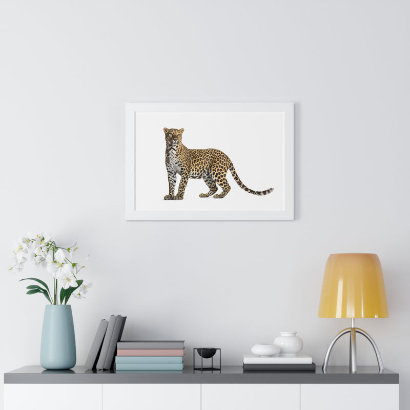 Leopard Framed Horizontal Poster, Wildlife Wall Art, Home Decor, Unique Gift, Animal Lover Decor, Nature Inspired