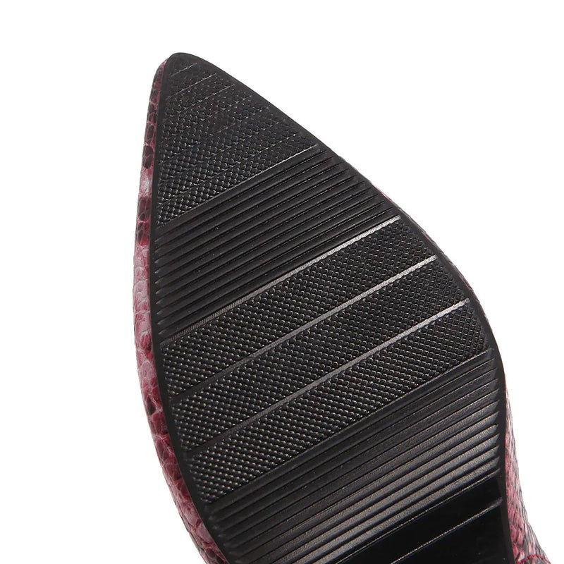 Snake Print Pointed Toe Heeled Sandals for Women