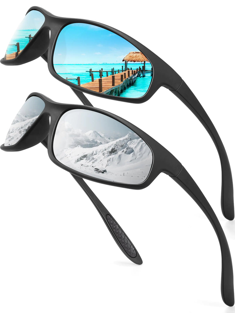 KALIYADI Mens-Sunglasses Polarized Sunglasses-Men Sports: Sport Sun Glasses for Running Cycling Fishing with UV Protection